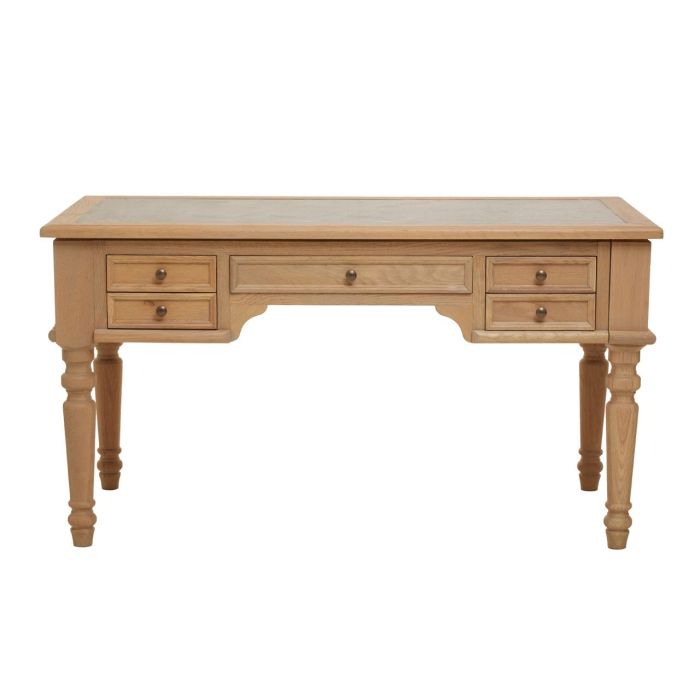 Lyon Marble Top Wooden Study Desk With 5 Drawers In American Oak