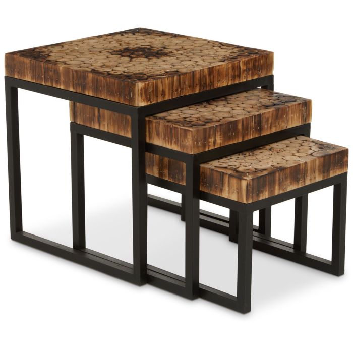 Rustic wood discount nest of tables