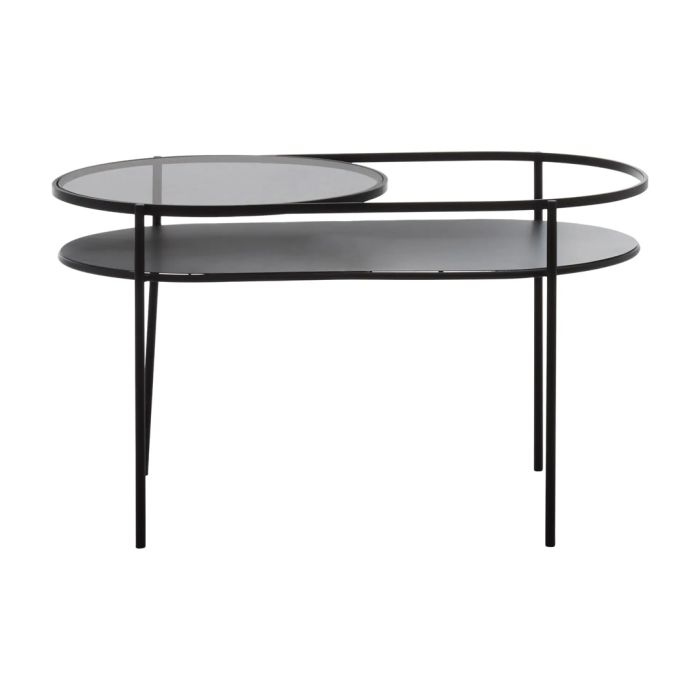 Black iron coffee table shop with glass top