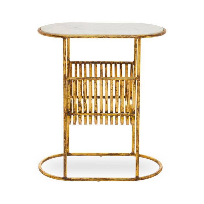 Marble side table new arrivals with magazine rack