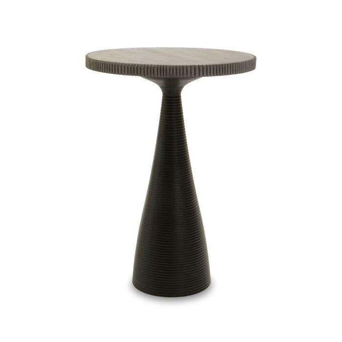 Black metal top pedestal side table
