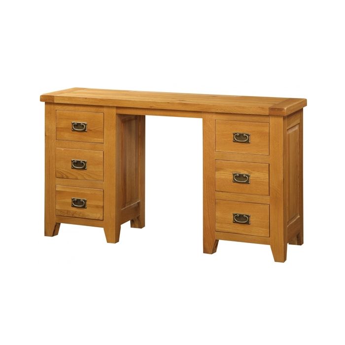 Acorn Wooden Dressing Table In Light Oak With 6 Drawers Elegant
