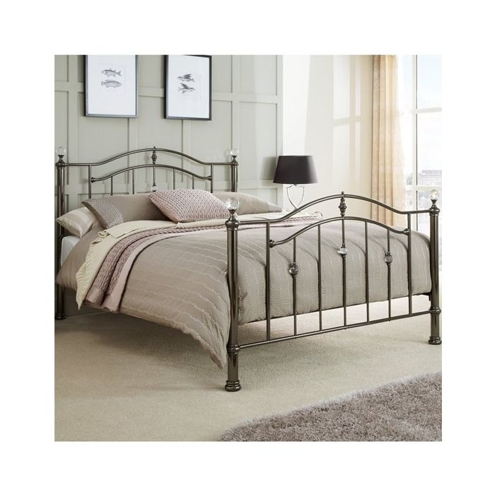 Ashley Metal King Size Bed In Black Nickel Elegant Furniture UK