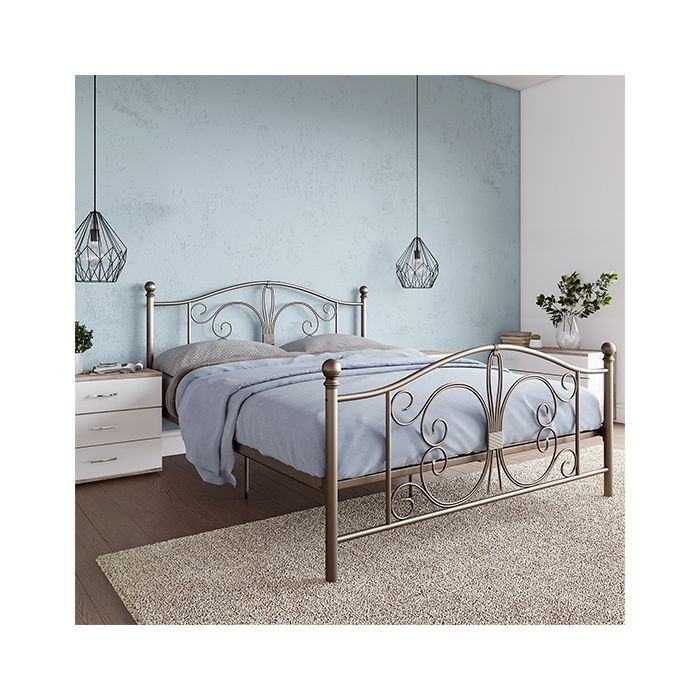 Bombay Metal King Size Bed In Bronze Elegant Furniture UK