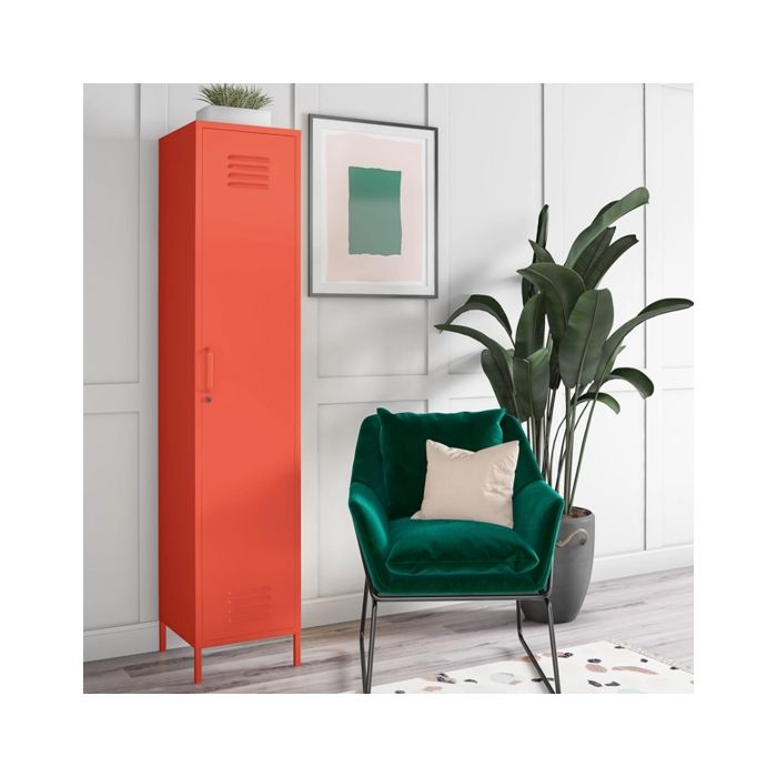 Cache Metal Locker Storage Cabinet In Orange With 1 Door Elegant