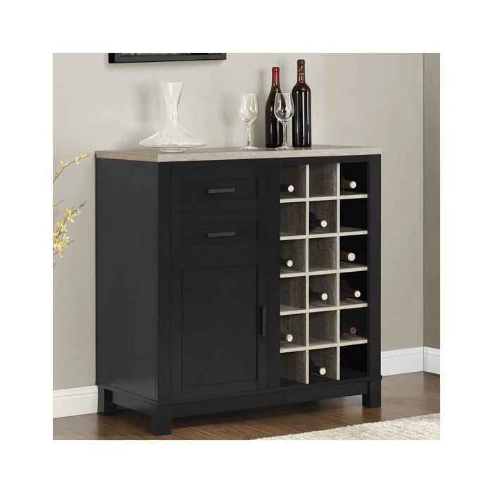 Carver Wooden Wine In Black And Weathered Oak Elegant
