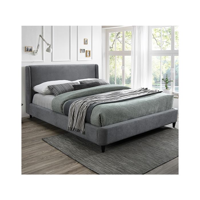 Light grey upholstered king bed cheap