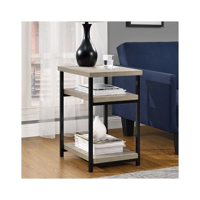 Distressed grey sales end table