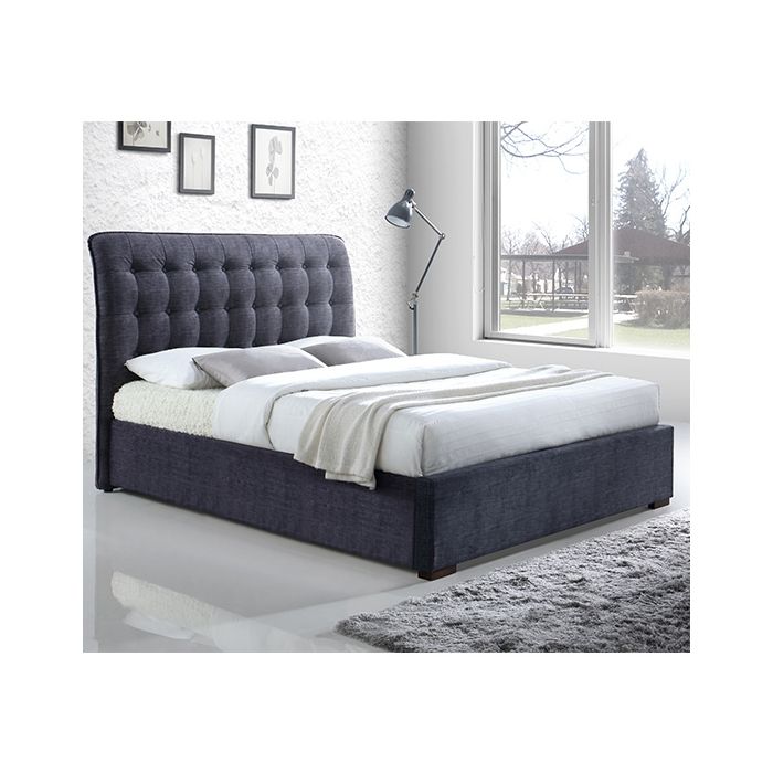 Dark grey store upholstered king bed