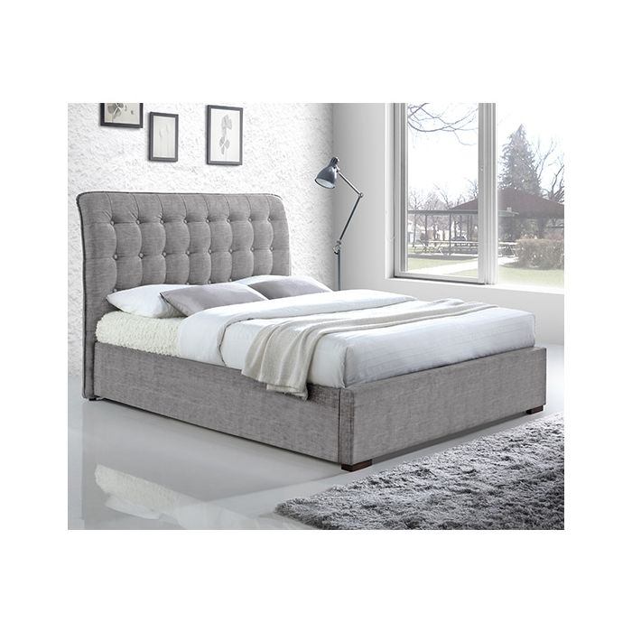 Light grey hot sale upholstered king bed