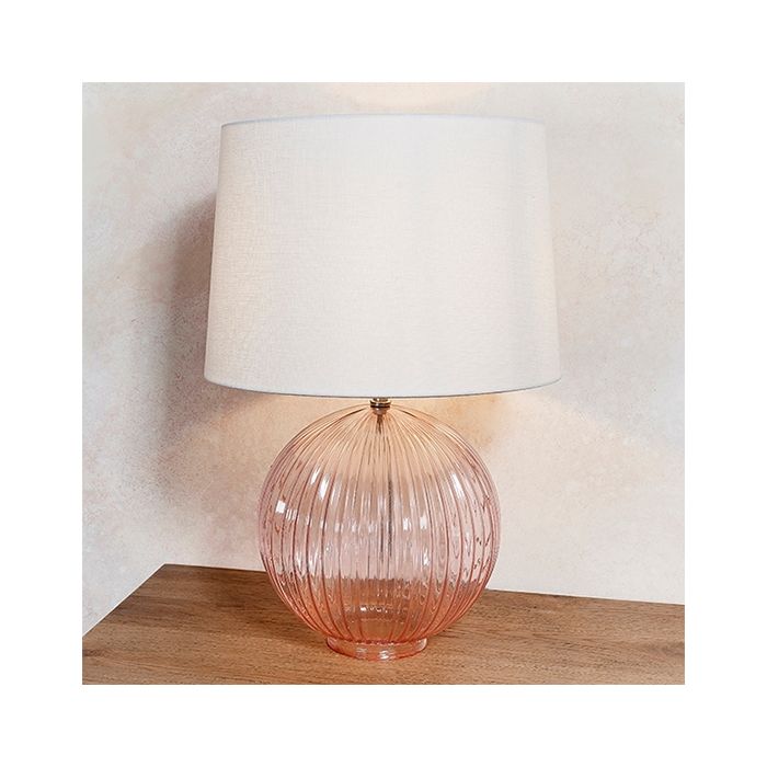 Jemma And Mia Vintage White Shade Table Lamp With Dusky Pink