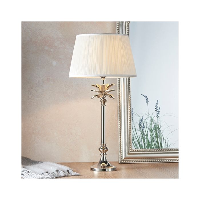 Leaf And Freya Small Vintage White Shade Table Lamp In Polished