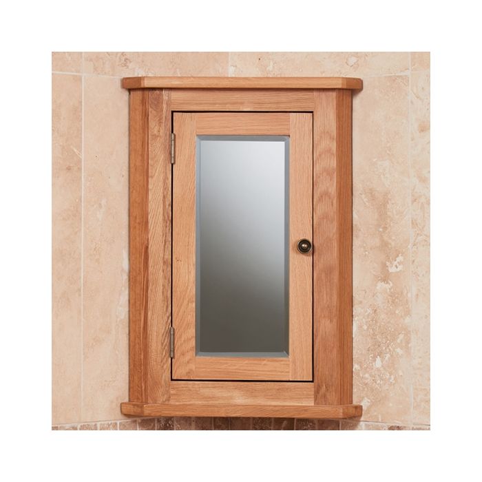 Mobel Corner Bathroom Wall Mirrored Storage Cabinet In Oak