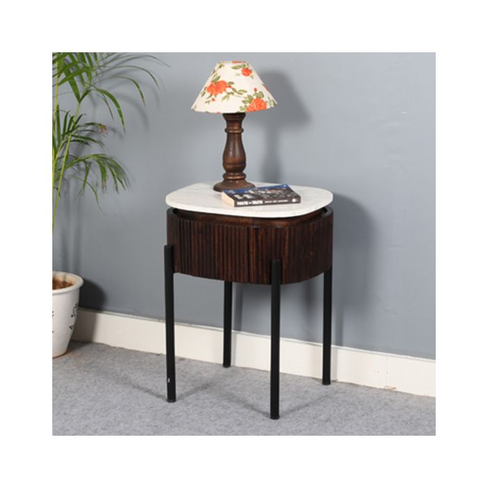 Marble and wood clearance bedside table