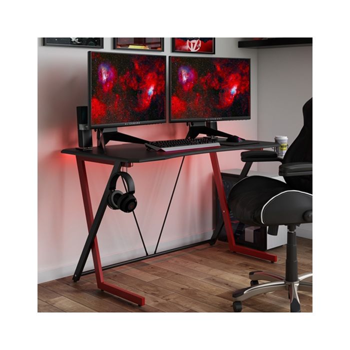 Gaming desk store black and red