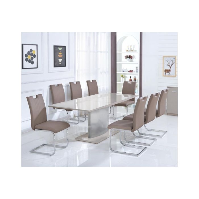 White gloss dining table and 6 chairs deals