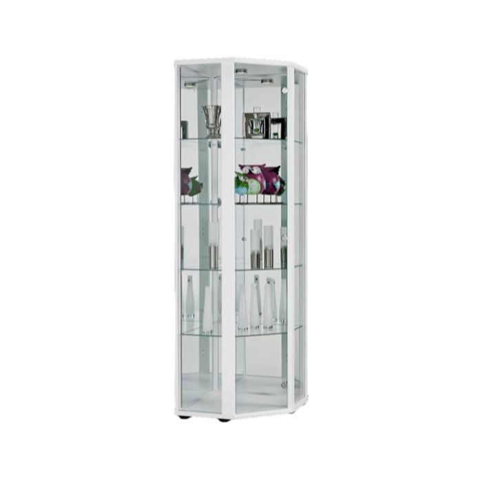 White corner china cabinet 2025 with glass doors