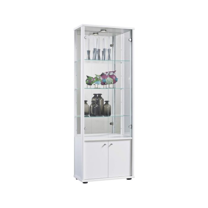 Selby 2 Doors Display Cabinet In White With Base Unit And 4