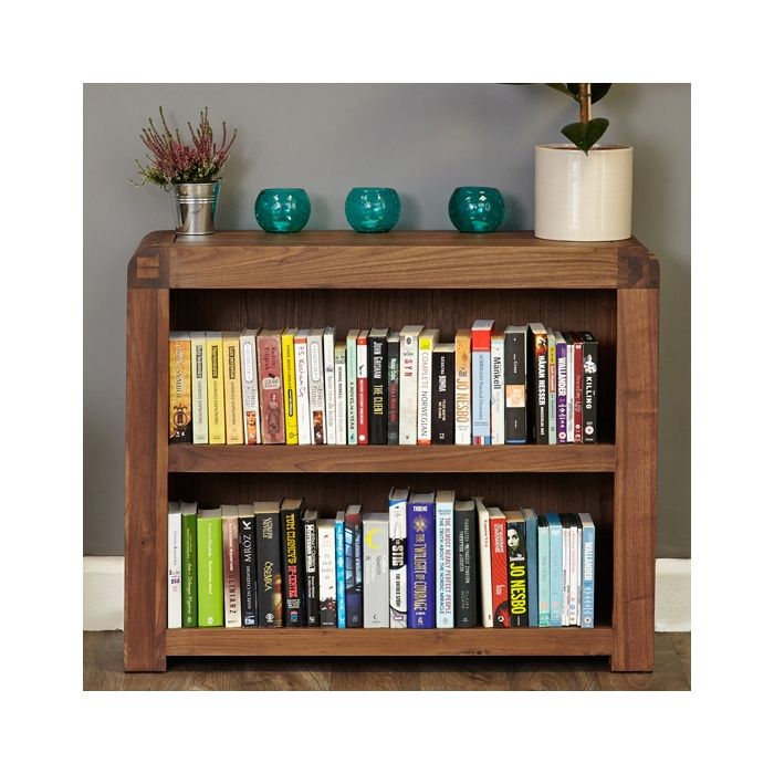 Shiro Wooden 1 Shelf Low Bookcase In Walnut Elegant Furniture UK