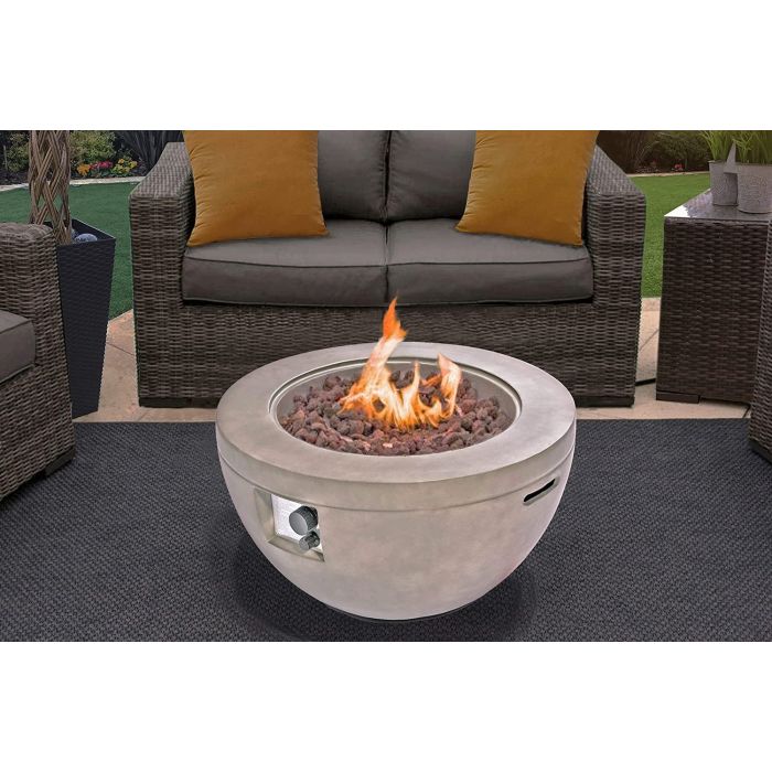 Tabiti Garden And Patio Gas Fire Pit In Light Grey Eco Stone