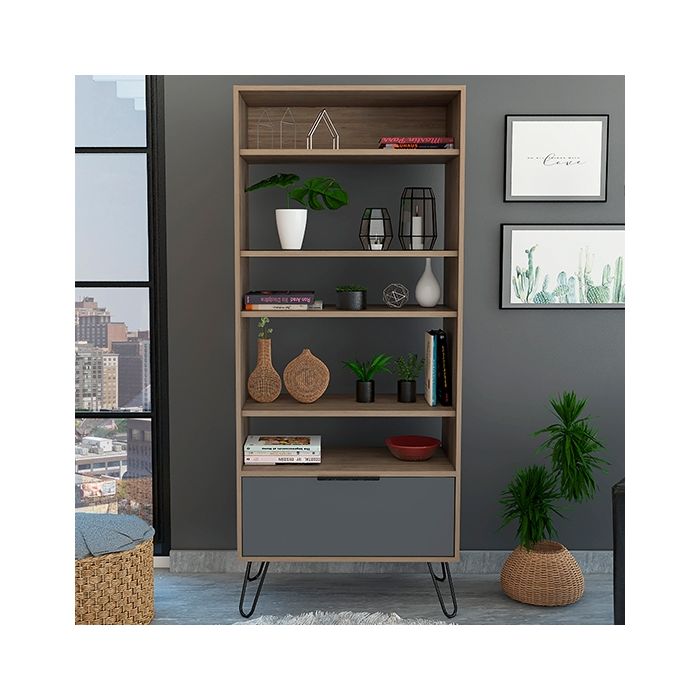Oak effect bookcase discount with doors
