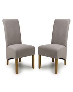 Krista Mocha Weave Fabric Dining Chairs In Pair