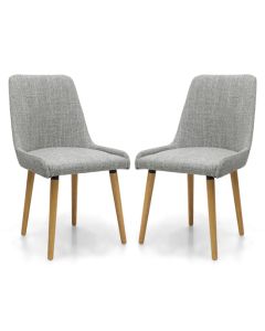 Capri Flax Effect Grey Weave Fabric Dining Chairs In Pair