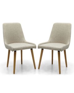 Capri Flax Effect Natural Weave Fabric Dining Chairs In Pair