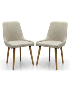 Capri Flax Effect Natural Weave Fabric Dining Chairs In Pair