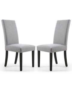 Randall Silver Grey Linen Effect Dining Chairs With Black Legs In Pair