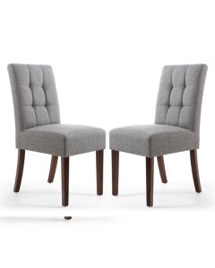 Moseley Steel Grey Stitched Waffle Linen Dining Chairs In Pair