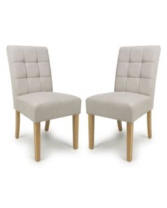 Moseley Natural Waffle Flax Effect Dining Chairs With Natural Legs In Pair