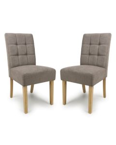Moseley Light Brown Waffle Flax Effect Dining Chairs With Natural Legs In Pair