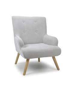 Cinema Flax Effect Chenille Effect Armchair In Silver Grey