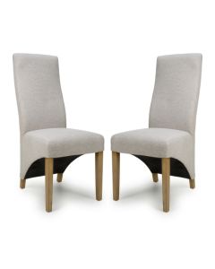 Baxter Natural Weave Fabric Dining Chairs In Pair