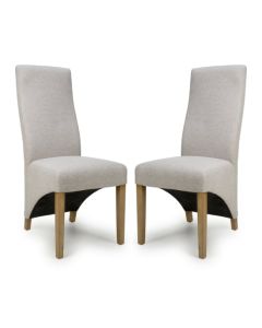 Baxter Natural Weave Linen Effect Fabric Dining Chairs In Pair
