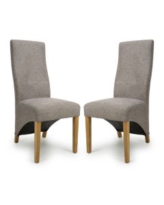 Baxter Mocha Weave Fabric Dining Chairs In Pair