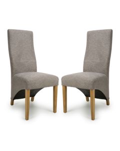 Baxter Mocha Weave Linen Effect Fabric Dining Chairs In Pair