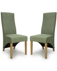 Baxter Green Weave Linen Effect Fabric Dining Chairs In Pair