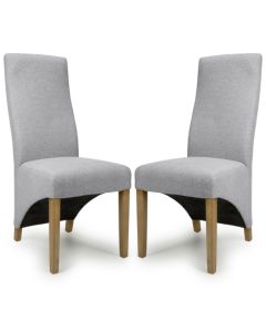 Baxter Light Grey Weave Fabric Dining Chairs In Pair