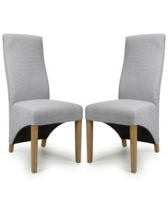 Baxter Light Grey Weave Linen Effect Fabric Dining Chairs In Pair