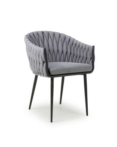 Pandora Braided Fabric Dining Chair In Grey