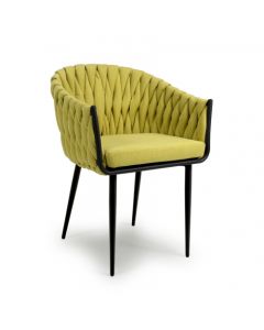 Pandora Braided Fabric Dining Chair In Yellow