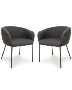 Lola Grey Boucle Fabric Dining Chairs In Pair