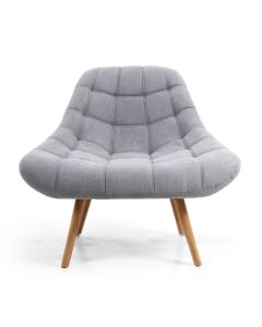 Shell Large Chenille Effect Armchair In Light Grey