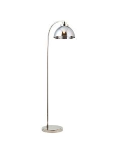 Caspa Smoked Mirrored Glass Shade Floor Lamp In Bright Nickel