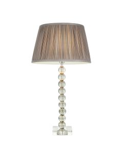 Freya Charcoal Fabric Shade Table Lamp With Adelie Grey Green Glass Base