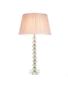 Freya Dusky Pink Fabric Shade Table Lamp With Adelie Grey Green Glass Base