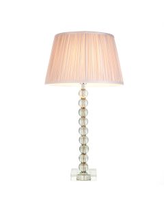Freya Dusky Pink Fabric Shade Table Lamp With Adelie Grey Green Glass Base