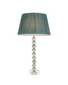 Freya Fir Fabric Shade Table Lamp With Adelie Grey Green Glass Base